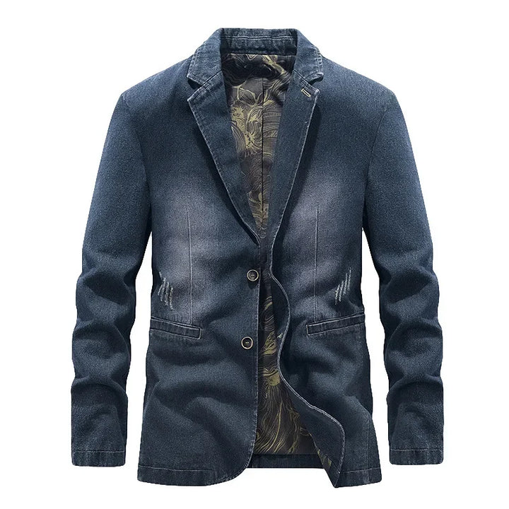 Herenjeans in Amerikaanse stijl met gewassen effect, versleten details en twee knopen - Ivar