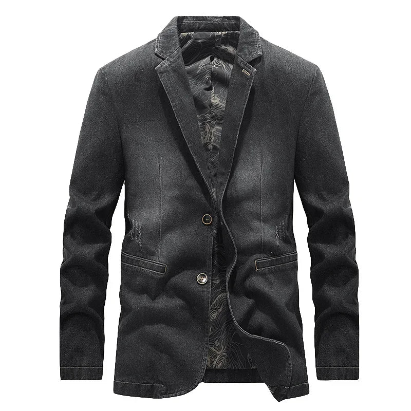 Herenjeans in Amerikaanse stijl met gewassen effect, versleten details en twee knopen - Ivar