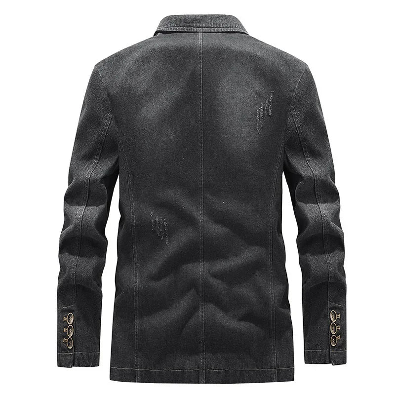 Herenjeans in Amerikaanse stijl met gewassen effect, versleten details en twee knopen - Ivar