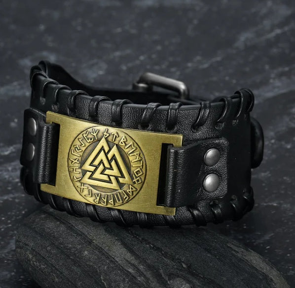 Viking Leren Armband Man - Leif