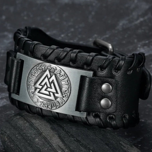 Viking Leren Armband Man - Leif