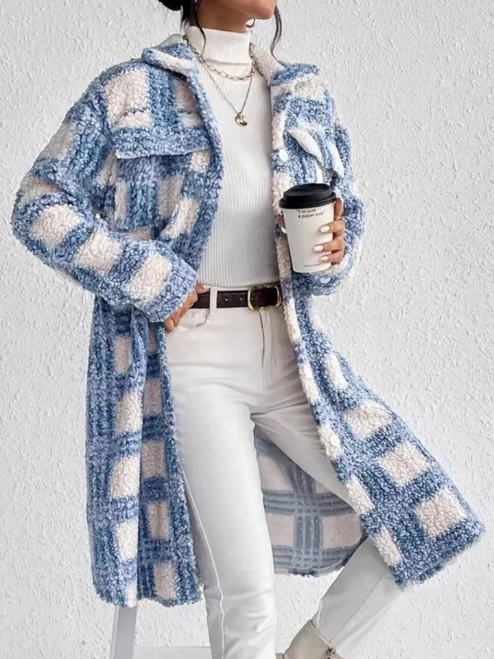 Lange damesjas met bouclepatroon - Sereane