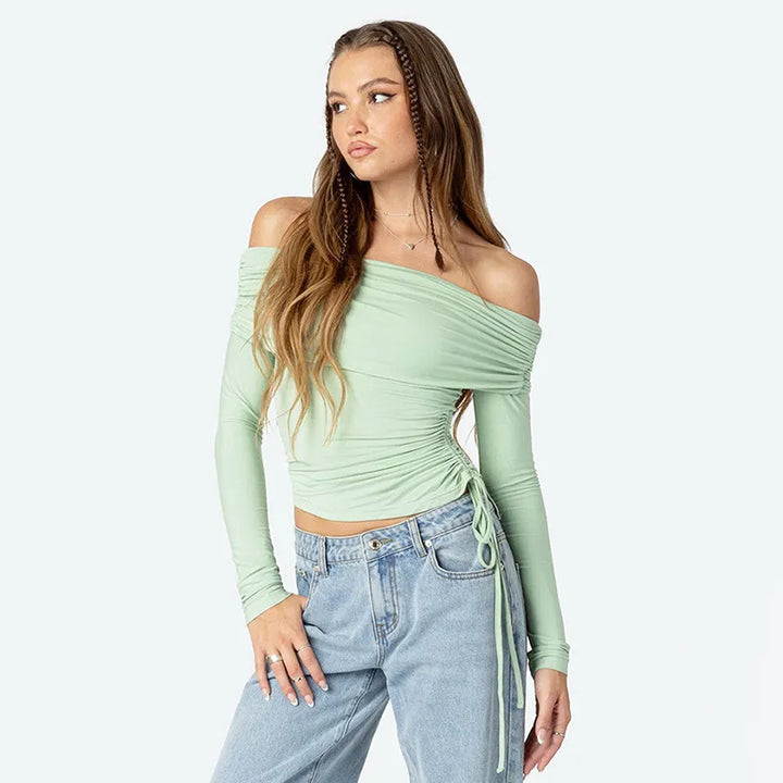 Damestop met lange mouwen en off-the-shoulder mouwen - Sophia