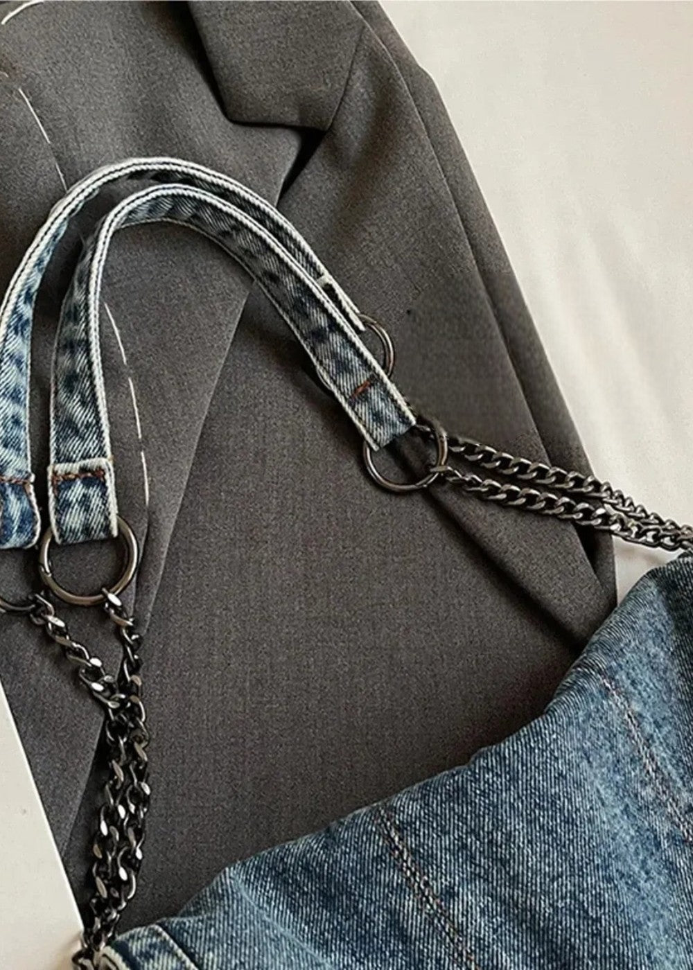 Denim urban stijl metallic kettingtas - Briseida