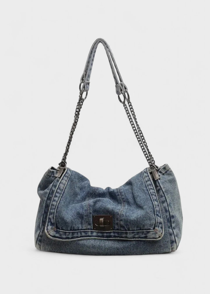 Denim urban stijl metallic kettingtas - Briseida