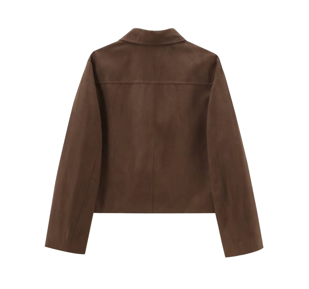 Damesblazer met suède-look en knopen - Sarah