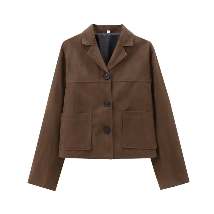 Damesblazer met suède-look en knopen - Sarah