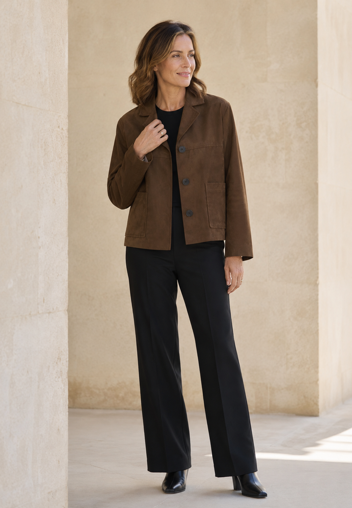 Damesblazer met suède-look en knopen - Sarah