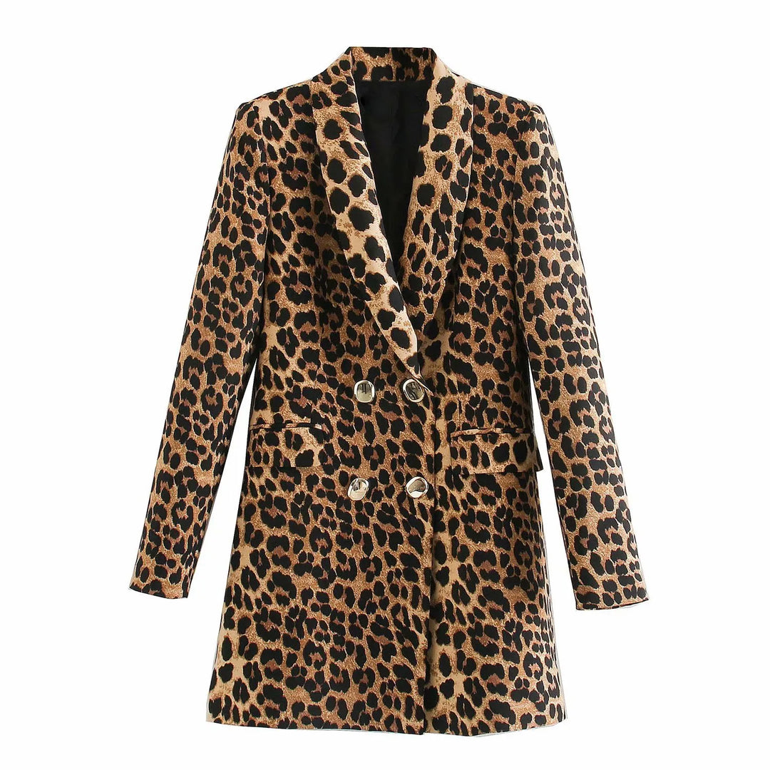 Lange damesblazer met luipaardprint - Luise