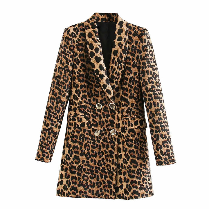 Lange damesblazer met luipaardprint - Luise
