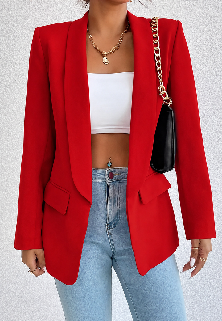 Recht gesneden damesblazer met revers en zakken - Nora