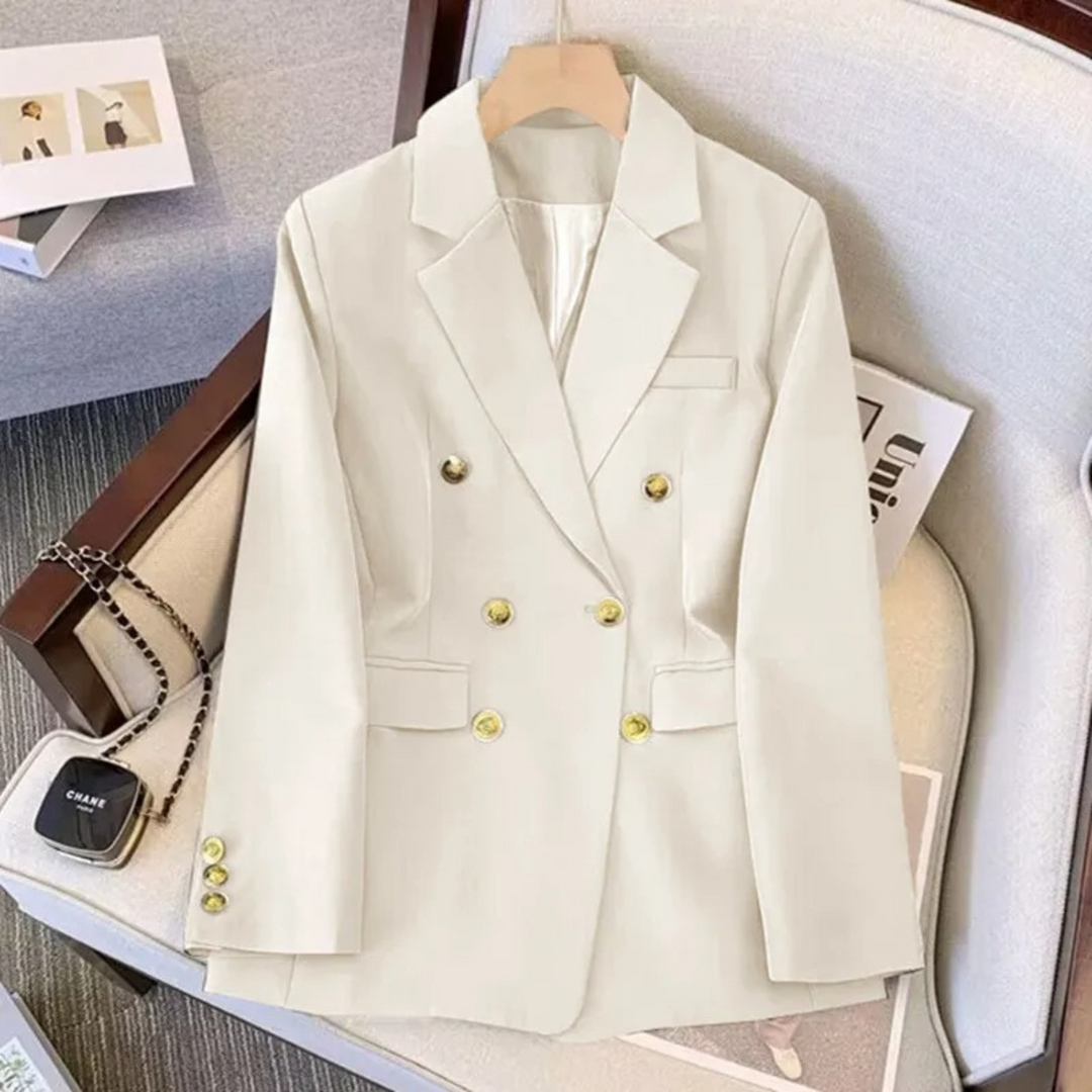 Damesblazer met dubbele knoopsluiting, revers en metalen knopen - Britta