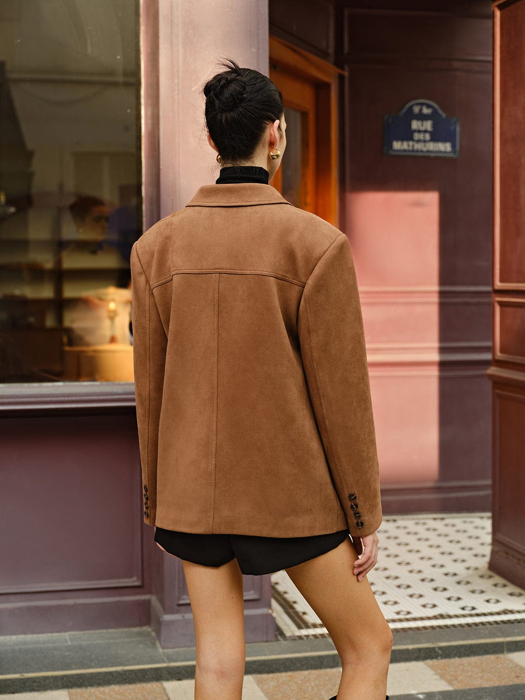 Damesblazer met suède-look, recht model, zakken met klep - Silke