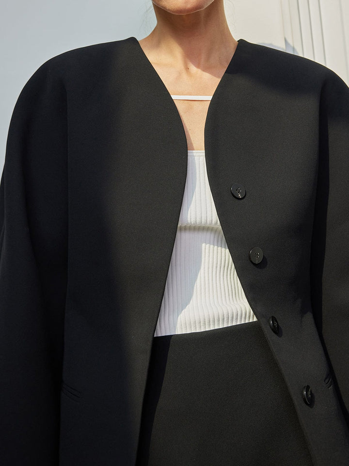 Damesblazer zonder revers, recht model met knoopdetails - Sofie