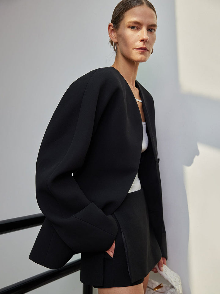 Damesblazer zonder revers, recht model met knoopdetails - Sofie