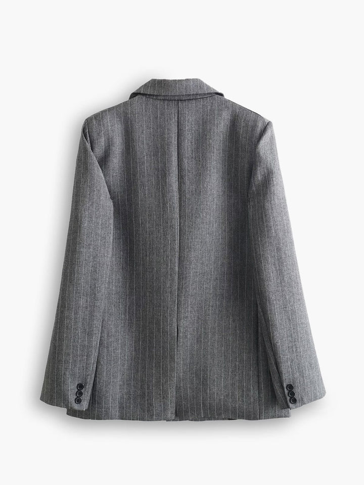Oversized grijze damesblazer met twee knopen - Jana