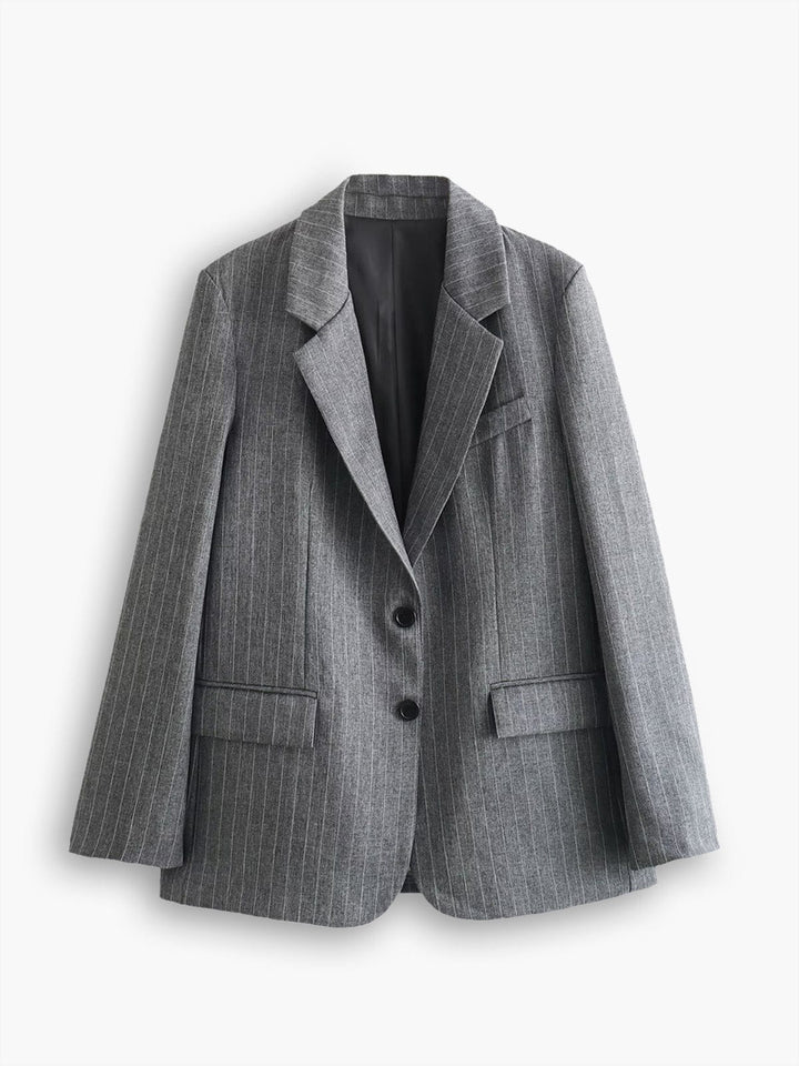 Oversized grijze damesblazer met twee knopen - Jana