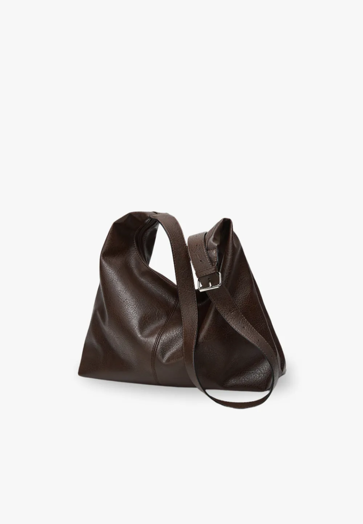 Damesschoudertas in leerlook met korte hengsels