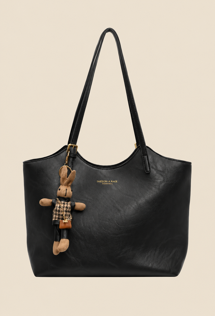 Damestas shopper in vegan leer met hangertje