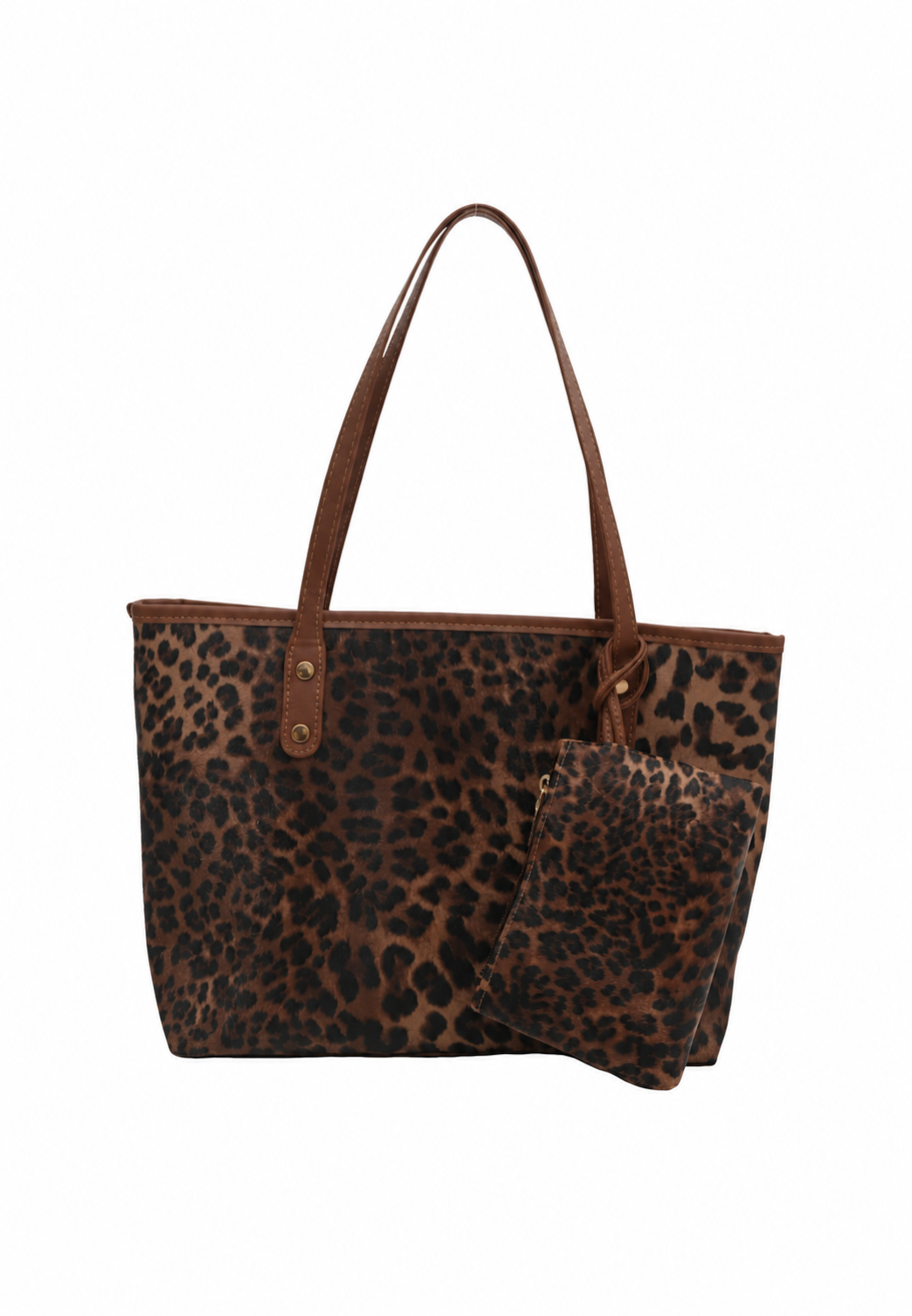 Damestas shopper met luipaardprint en lange hengsels