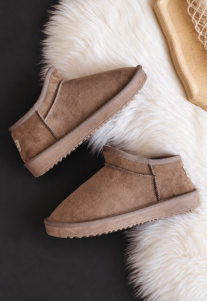 Platte winterenkellaarsjes met suède-look - Nolia
