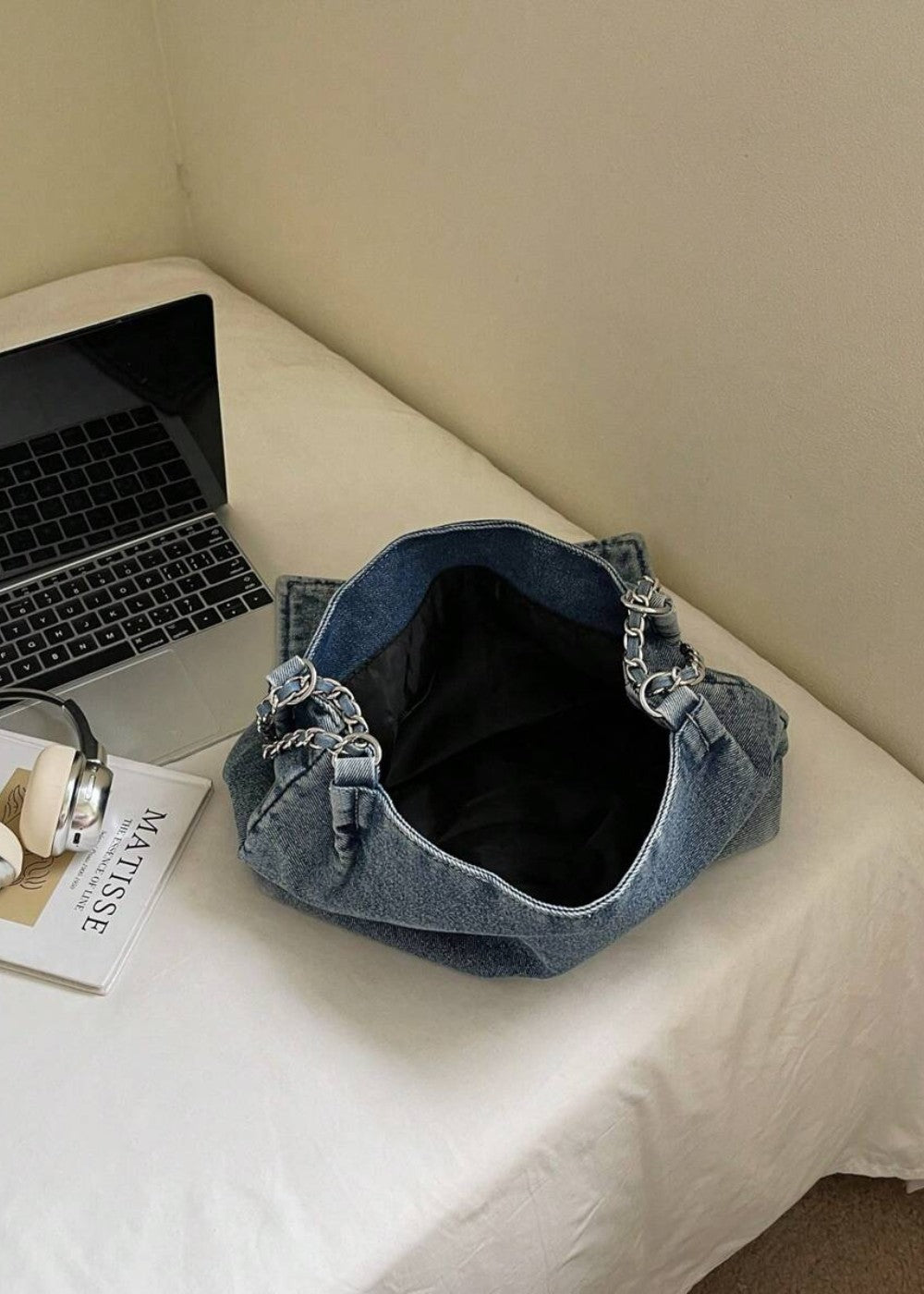 Denim urban stijl metallic kettingtas - Briseida