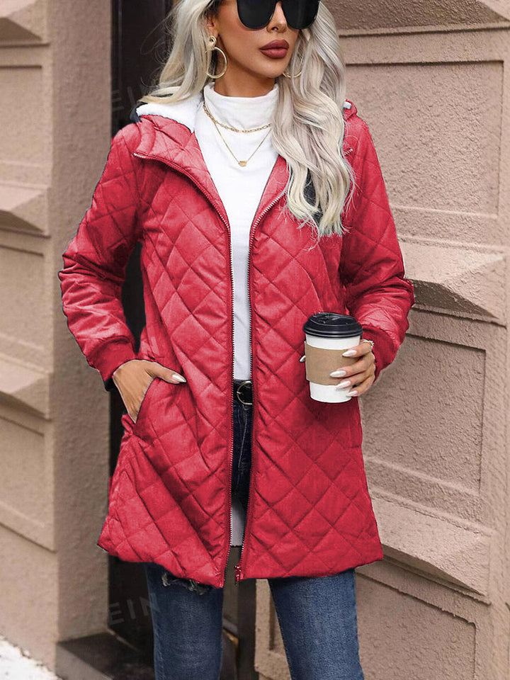 Gewatteerde damesjas met kap - Seriane