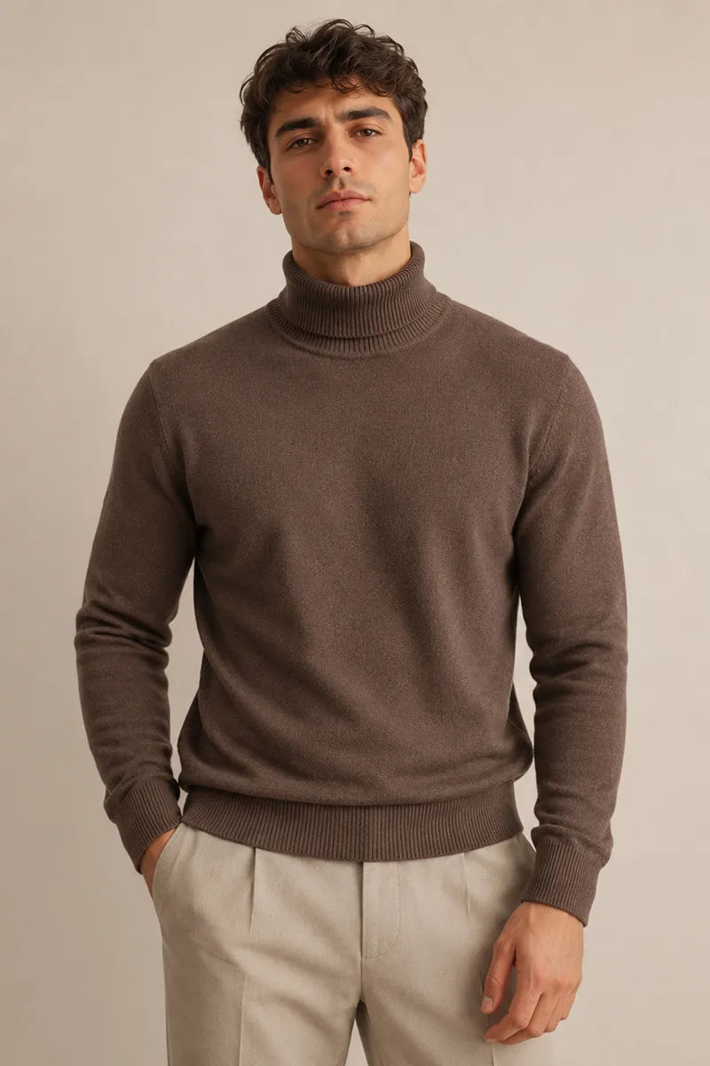 Slim-fit herentrui met col en effen breisel - Caspar