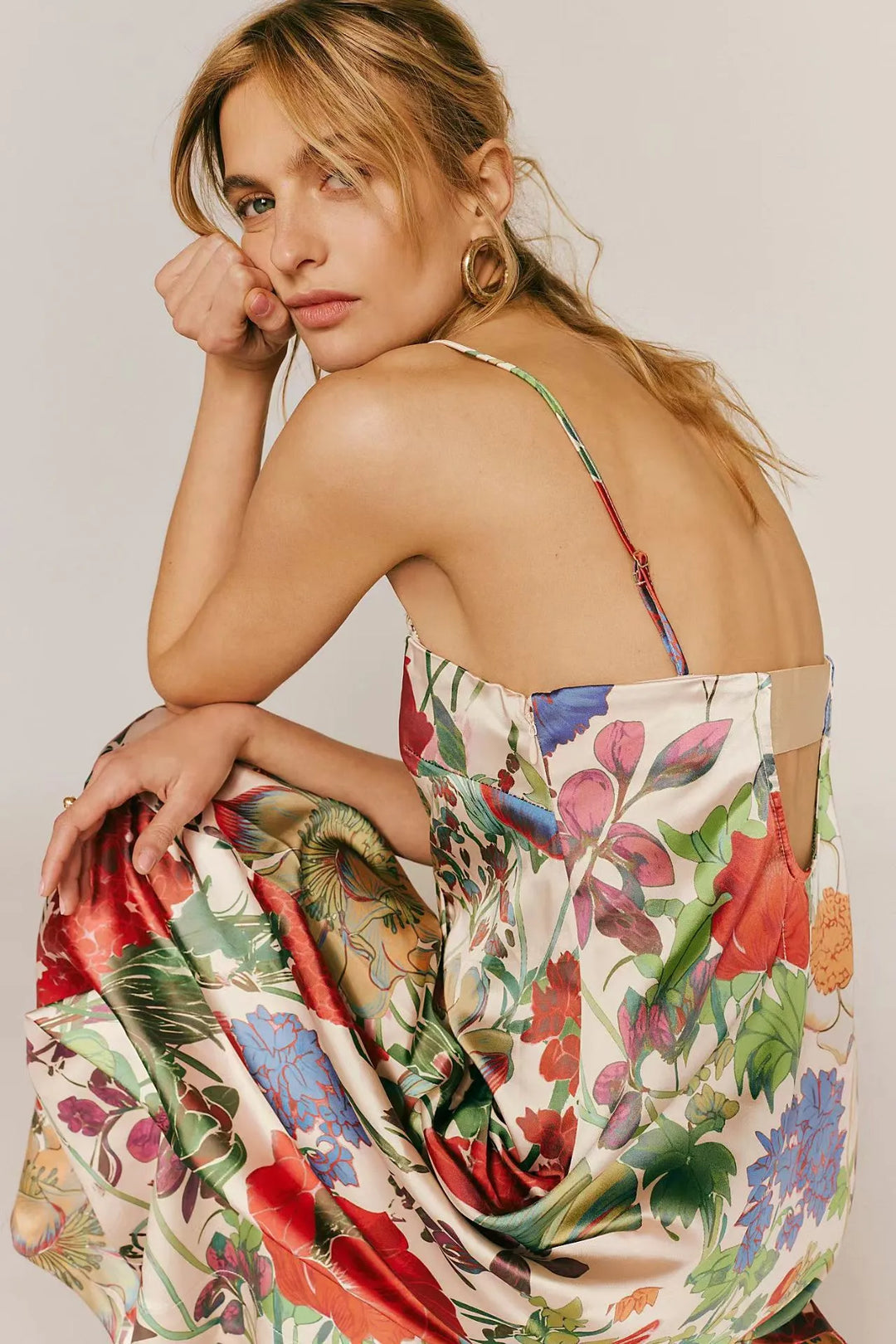 Lange damesjurk met bloemenprint hoge taille A-lijn - Althea