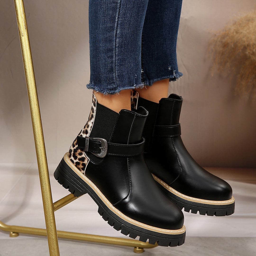 Enkellaarsjes met luipaardprint voor dames - Elviora