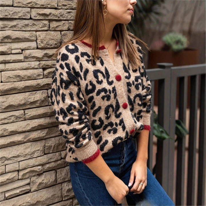 Gebreid damesvest met print - Maelen