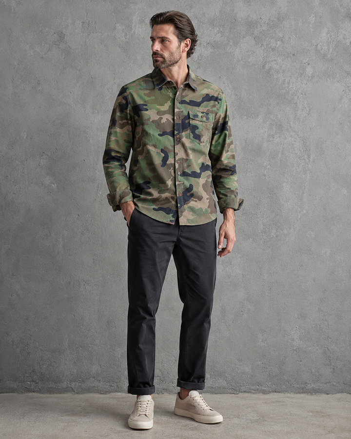 Camouflagehemd voor heren met lange mouwen en borstzak - Orsen
