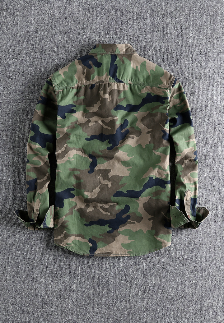 Camouflagehemd voor heren met lange mouwen en borstzak - Orsen