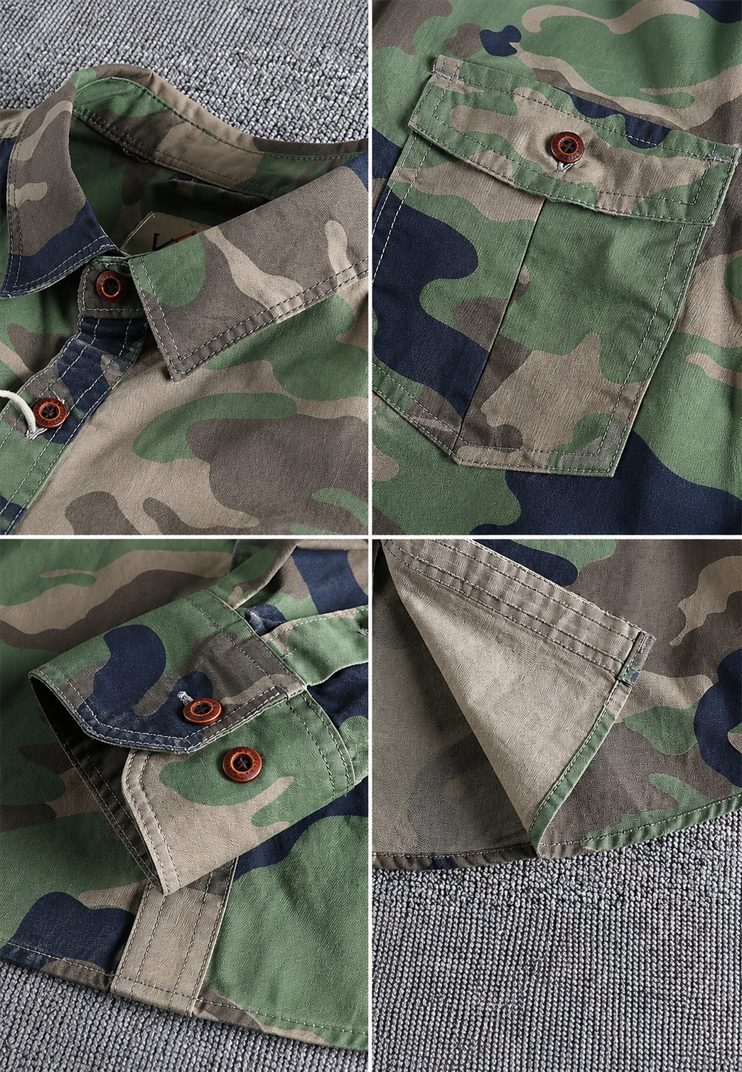 Camouflagehemd voor heren met lange mouwen en borstzak - Orsen