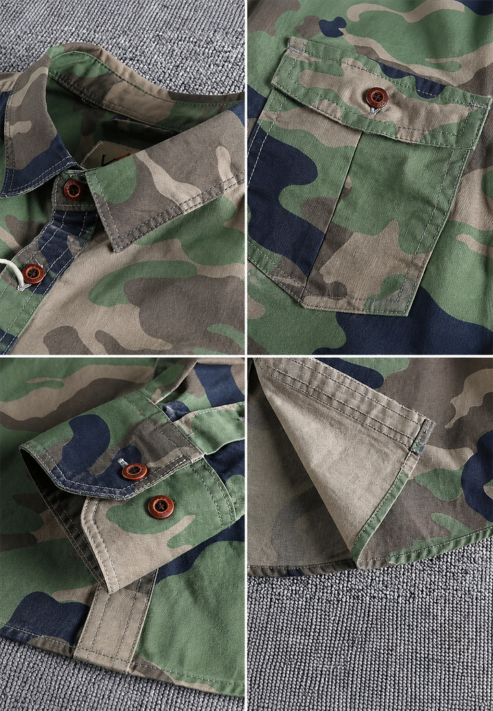 Camouflagehemd voor heren met lange mouwen en borstzak - Orsen