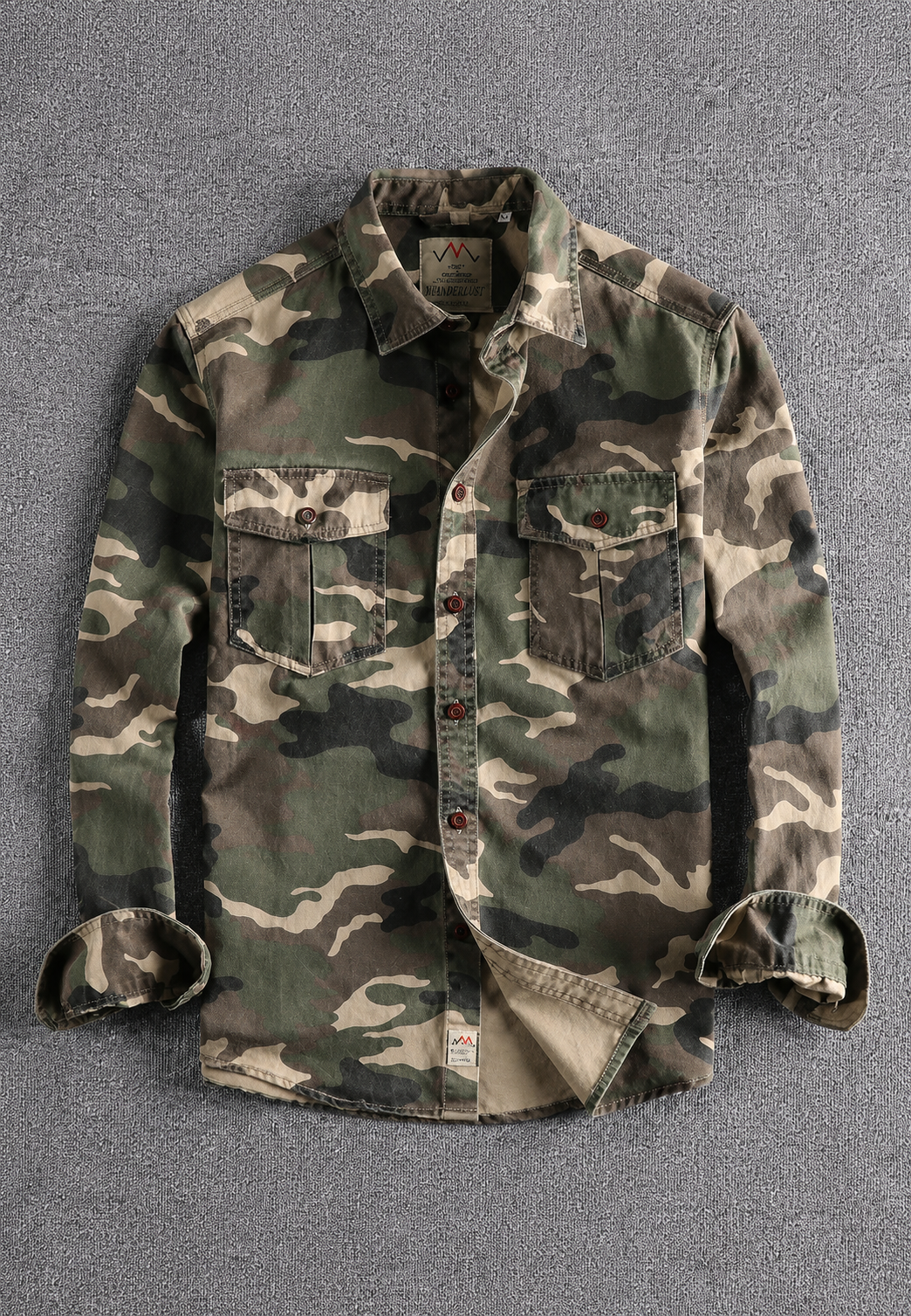 Camouflagehemd voor heren met lange mouwen en borstzak - Orsen