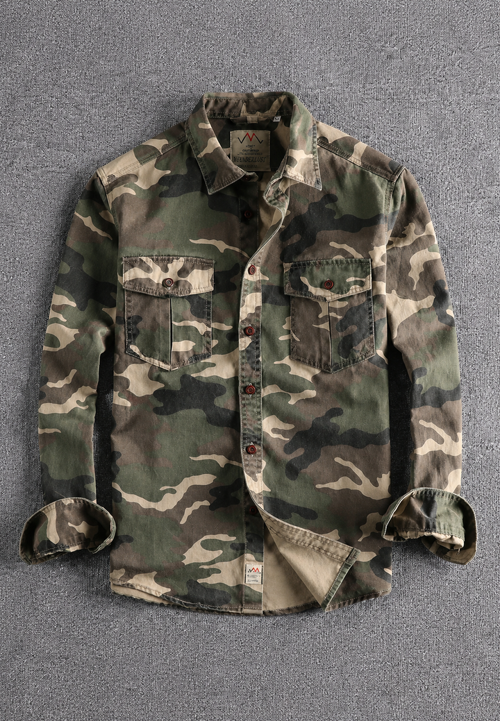 Camouflagehemd voor heren met lange mouwen en borstzak - Orsen