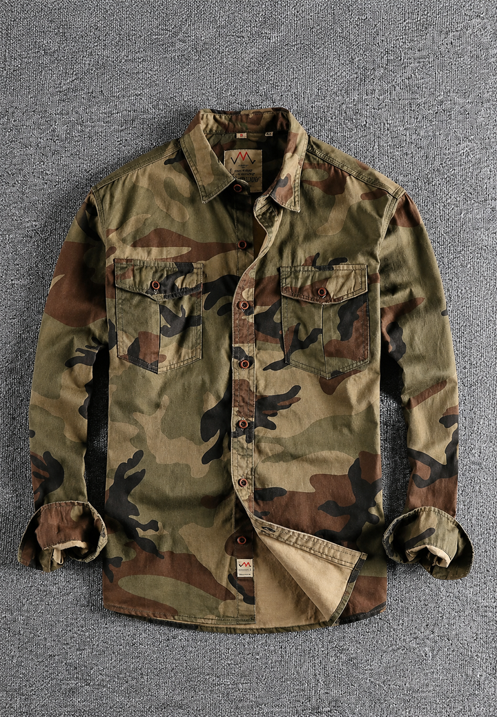 Camouflagehemd voor heren met lange mouwen en borstzak - Orsen