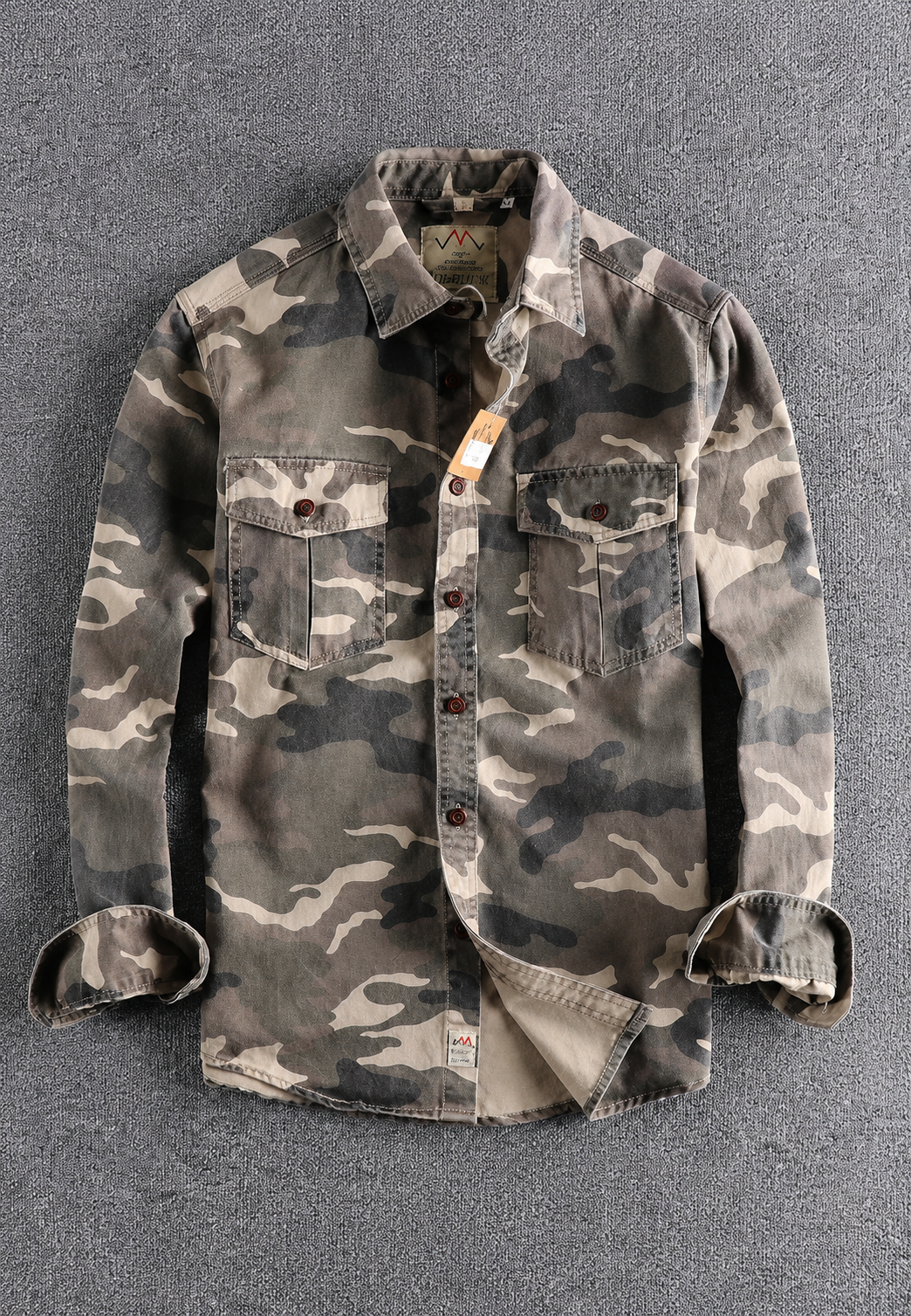 Camouflagehemd voor heren met lange mouwen en borstzak - Orsen