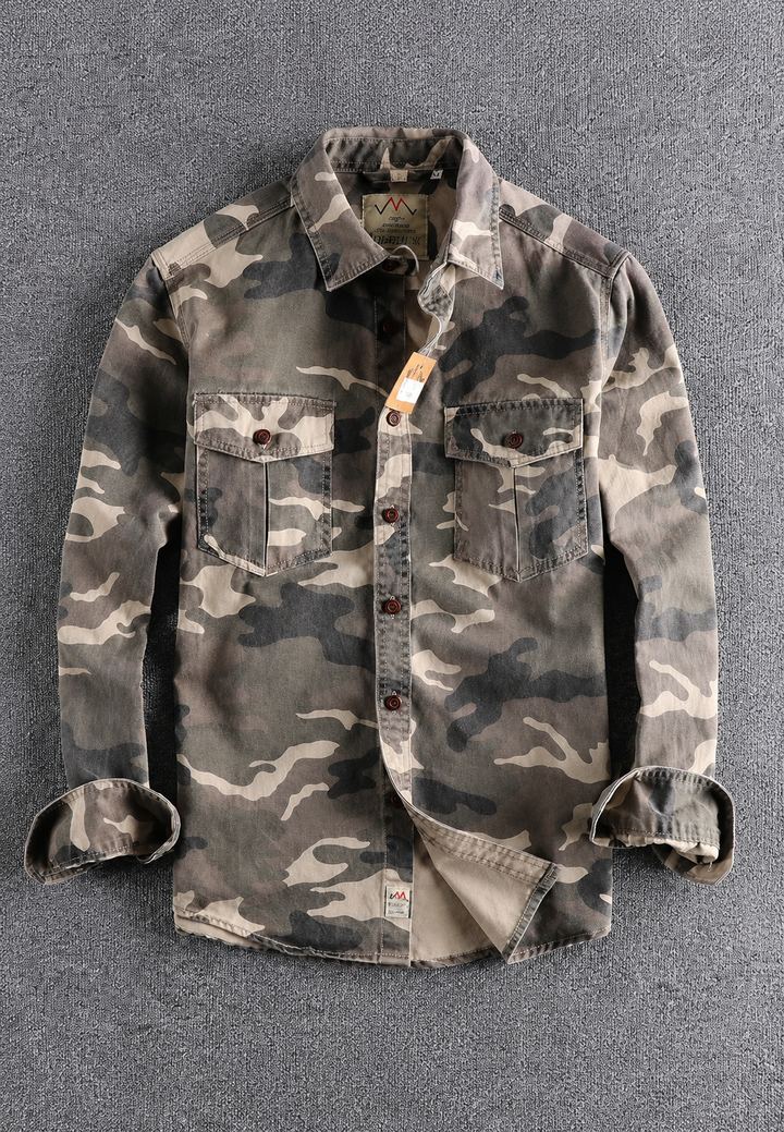 Camouflagehemd voor heren met lange mouwen en borstzak - Orsen