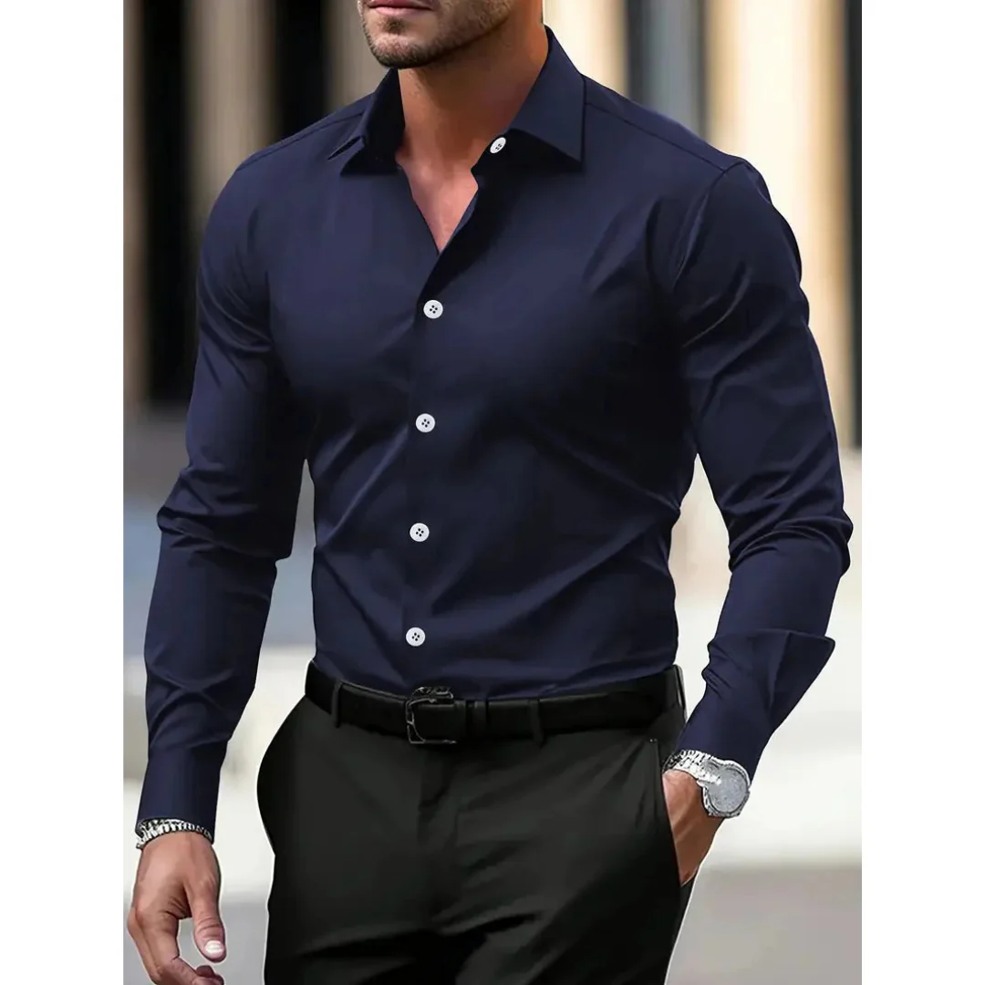 Herenoverhemd met lange mouwen, slim fit en klassieke kraag - Heinrich