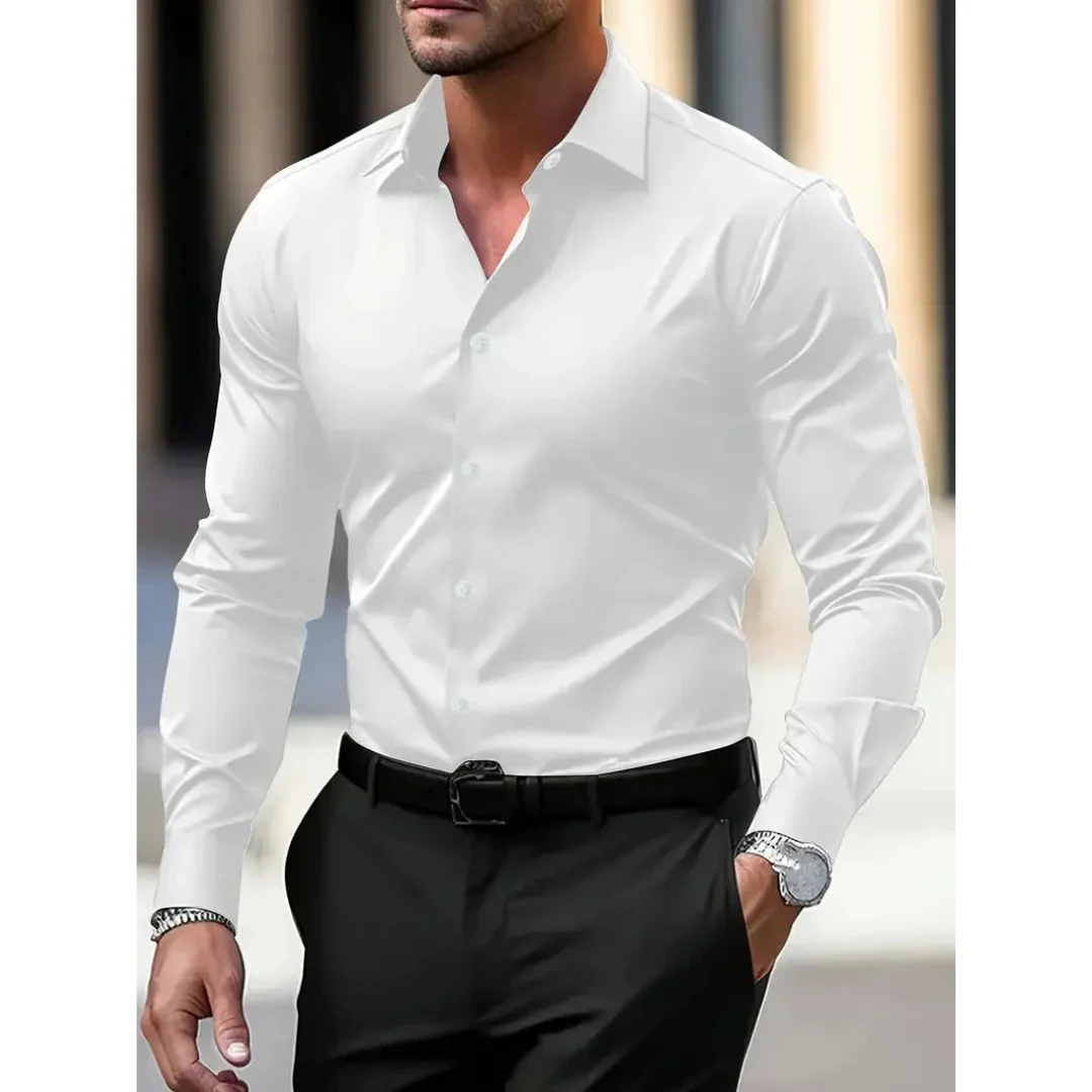 Herenoverhemd met lange mouwen, slim fit en klassieke kraag - Heinrich