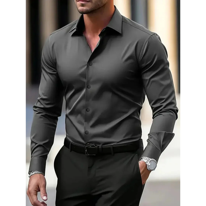 Herenoverhemd met lange mouwen, slim fit en klassieke kraag - Heinrich