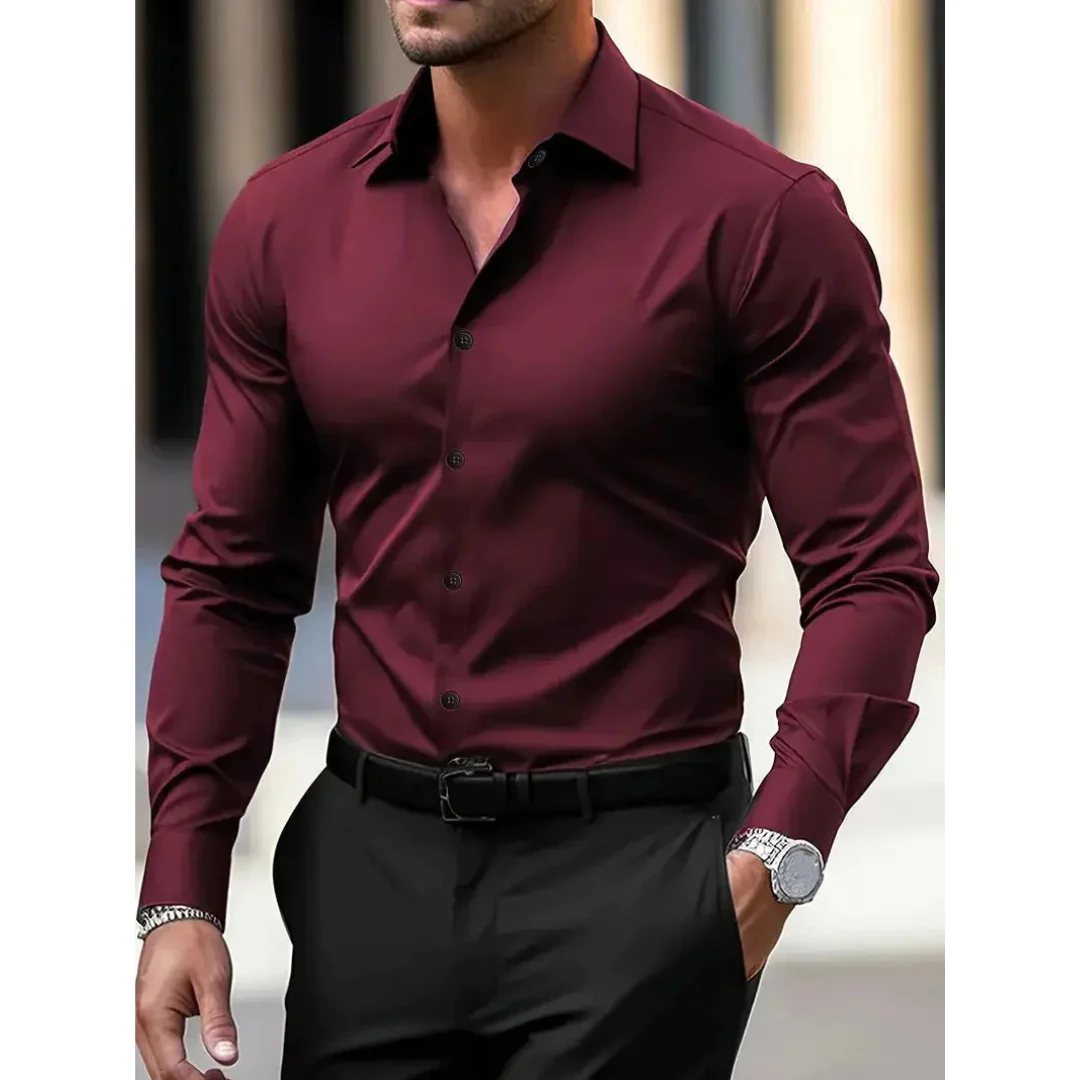 Herenoverhemd met lange mouwen, slim fit en klassieke kraag - Heinrich