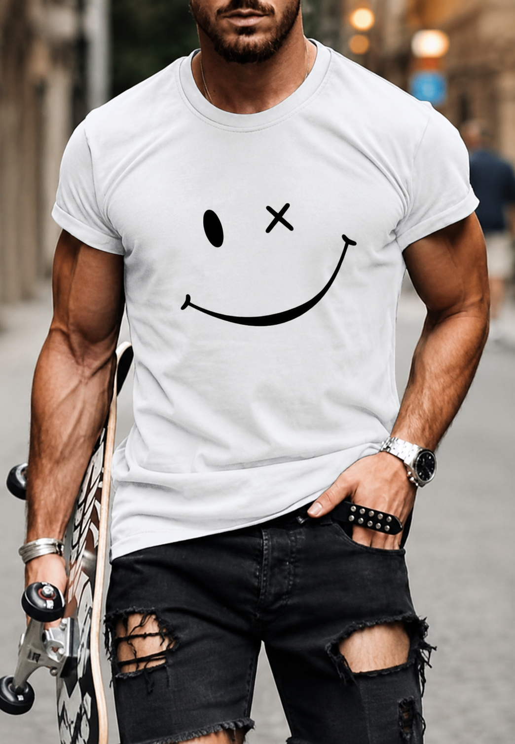 Heren-T-shirt met grafische print op de voorkant - Björn