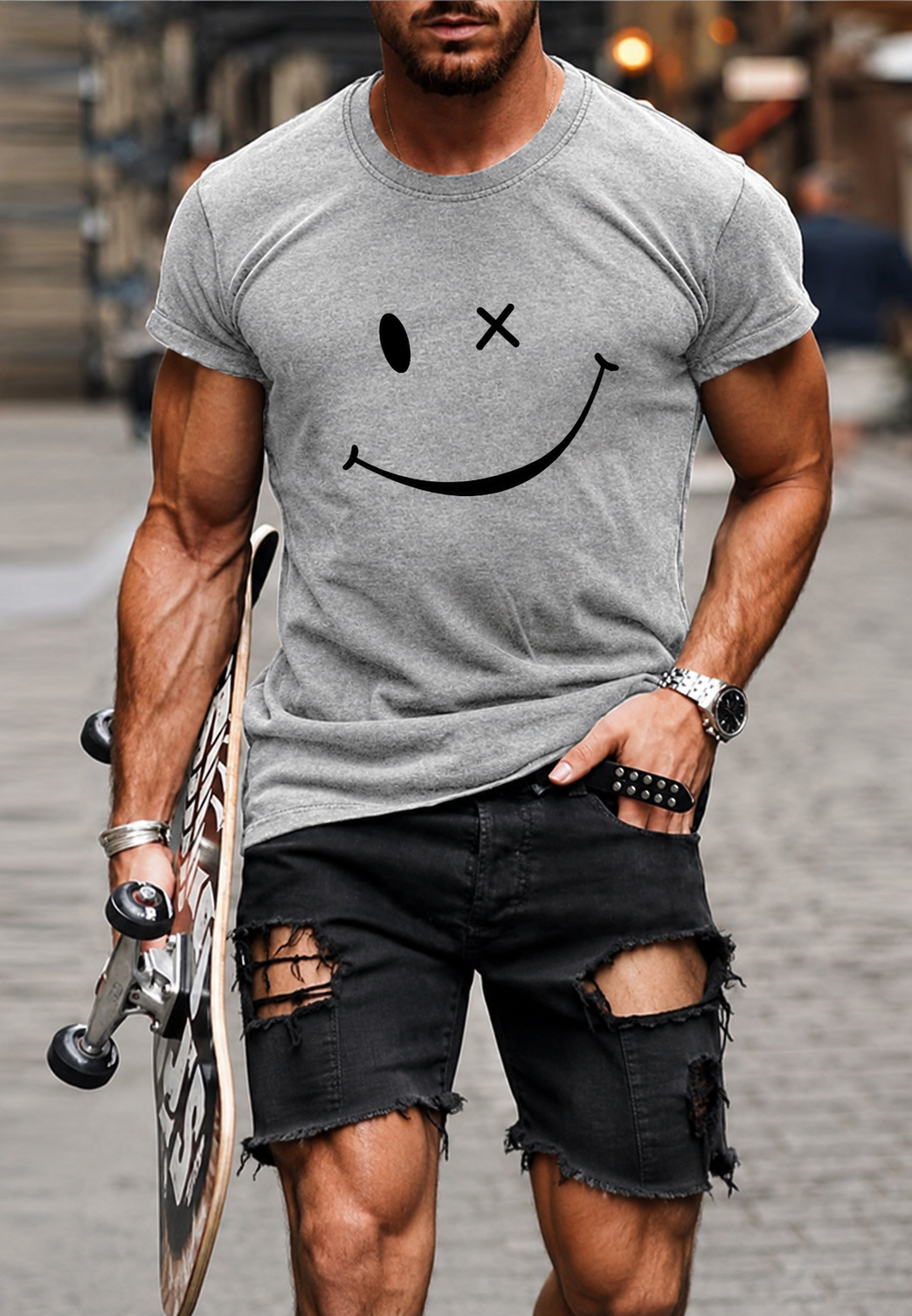 Heren-T-shirt met grafische print op de voorkant - Björn