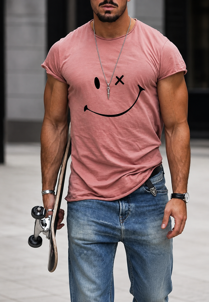 Heren-T-shirt met grafische print op de voorkant - Björn