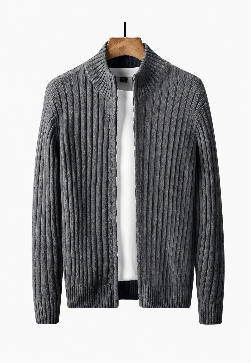 Cardigan heren met volledige rits en hoge hals - Isandro