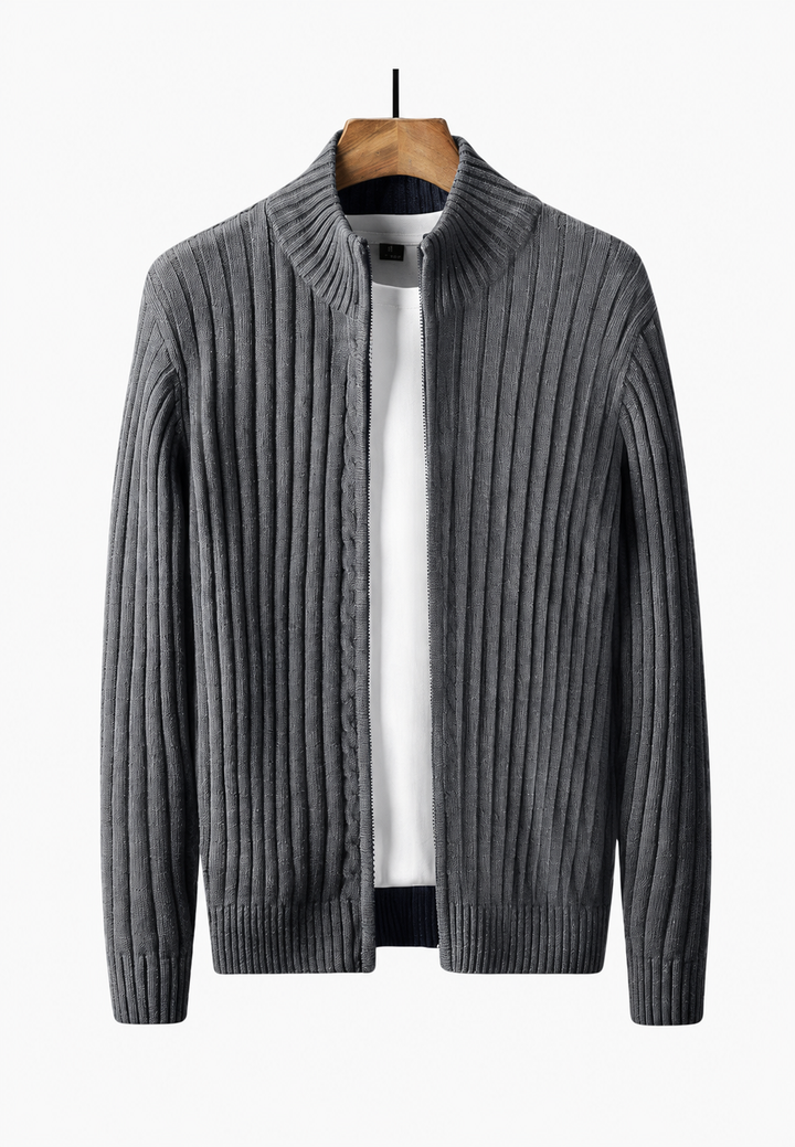 Cardigan heren met volledige rits en hoge hals - Isandro
