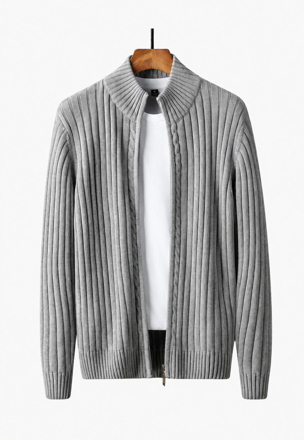 Cardigan heren met volledige rits en hoge hals - Isandro
